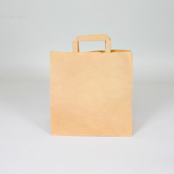 Bruine papieren zak BOX met platte handvaten