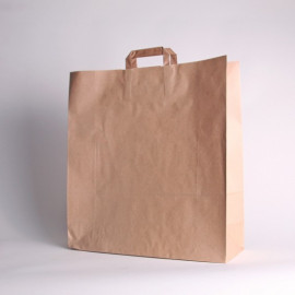Bruine papieren zak BOX met platte handvaten