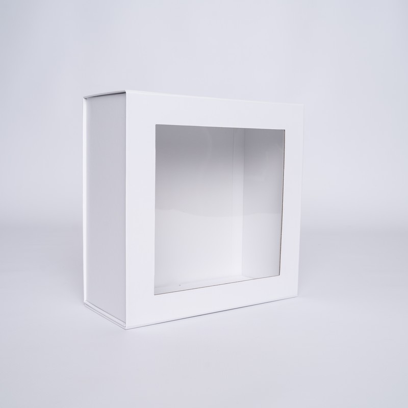 Clearbox, magnetische geschenkdoos met een opening aan de bovenkant om de producten in het pakket te tonen.
